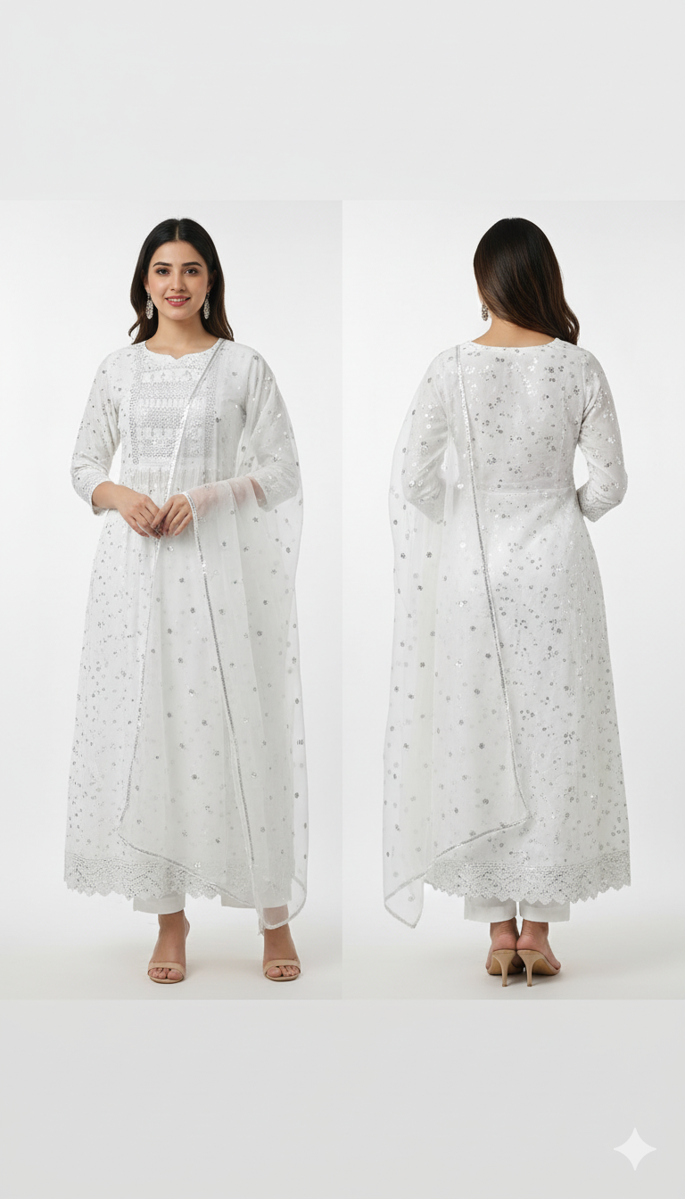 Nazakart Designer Collection – Lucknowi Chikankari Viscose Mukesh Work Kurti