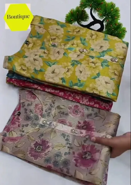 Women Floral Print Cotton Silk Kurta Set (Multicolor)