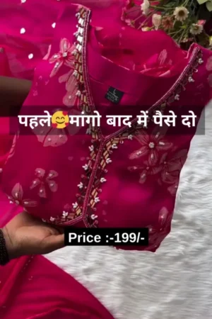 Organza Hand Work Unstitched Suit With Havy Shantoon Bottom