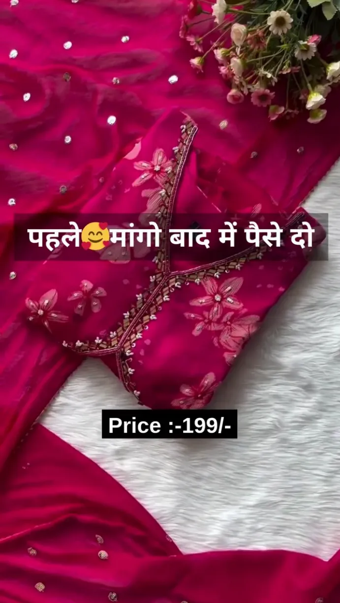 Organza Hand Work Unstitched Suit With Havy Shantoon Bottom - Image 2