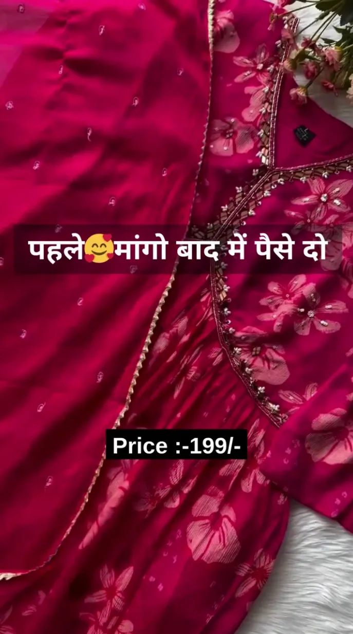 Organza Hand Work Unstitched Suit With Havy Shantoon Bottom - Image 4