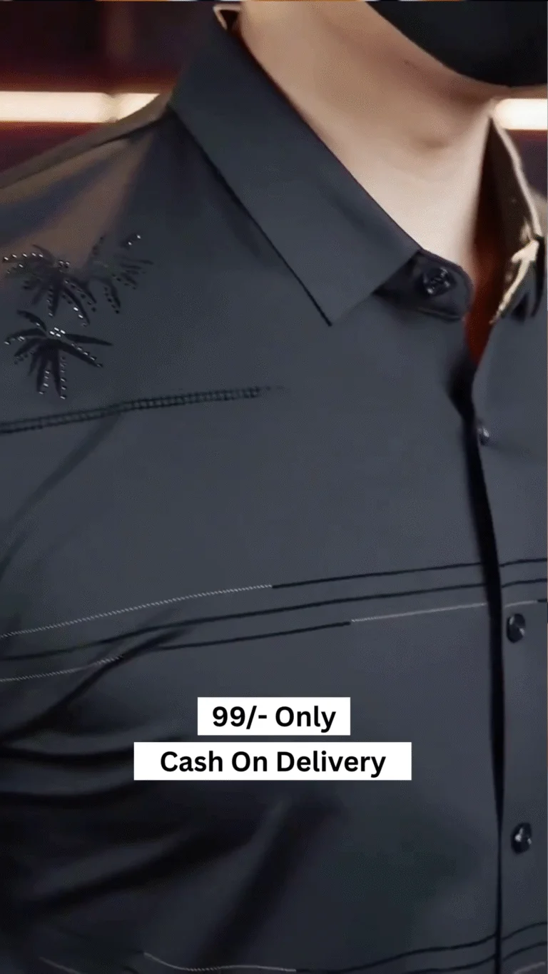 π Menβs Black Formal Shirt β Regular Fit Solid Cotton Blend Party Wear Shirt with Diamond Design β¨ - Image 2