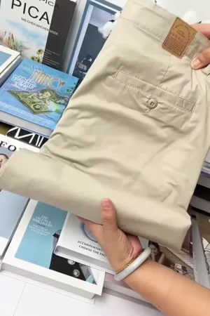 Men’s Beige Strait Fit Chino Pants – Cotton Casual, Office & Smart Wear Trousers ✨
